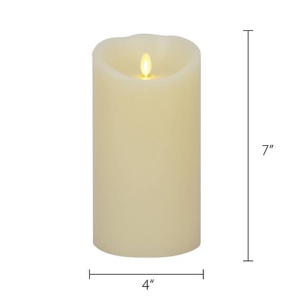 LUMINARA Ivory Flameless Candle Pillar Scallop Top Unscented 4.0